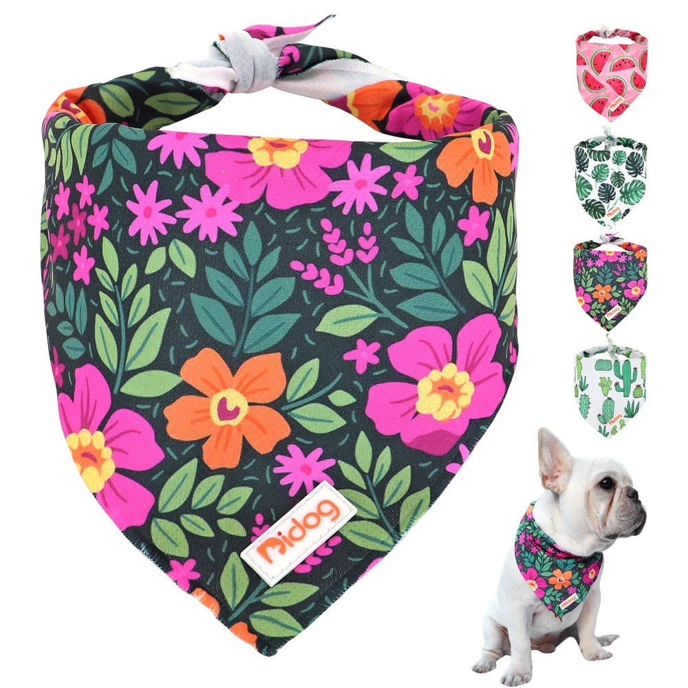 Soft Cotton Dog Bandana Scarf Cute Print Pet Cat Collar Scarves Triangular Bandage For Small Medium Dogs Cats Accessories 250729