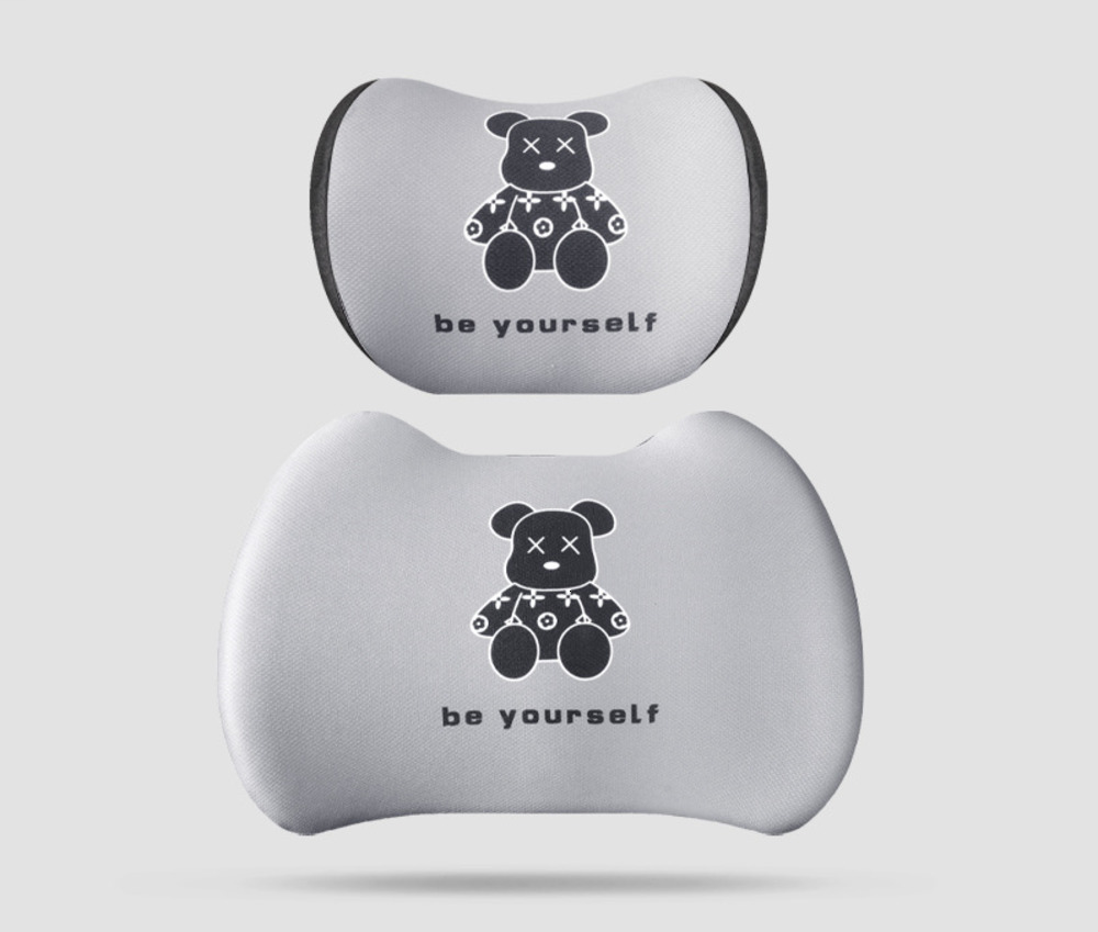 Gentleman Bear Car Headrest Cute Memory Foam Soft Car Bear Neck Pillow Cartoon Comfortable Car Headrest Seat Cover Interior o250728