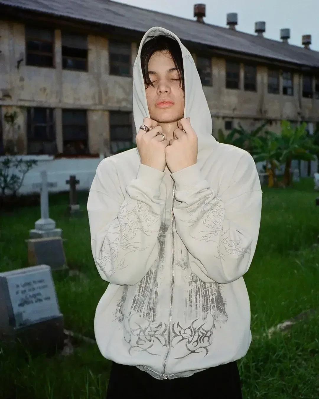 Vintage Spring Autumn Aesthetic Print Gothic Fashion Zip Up Hoodie Hip Hop Sweatshirt Casual Y2k Tops Women Man Kpop Clothes 250729