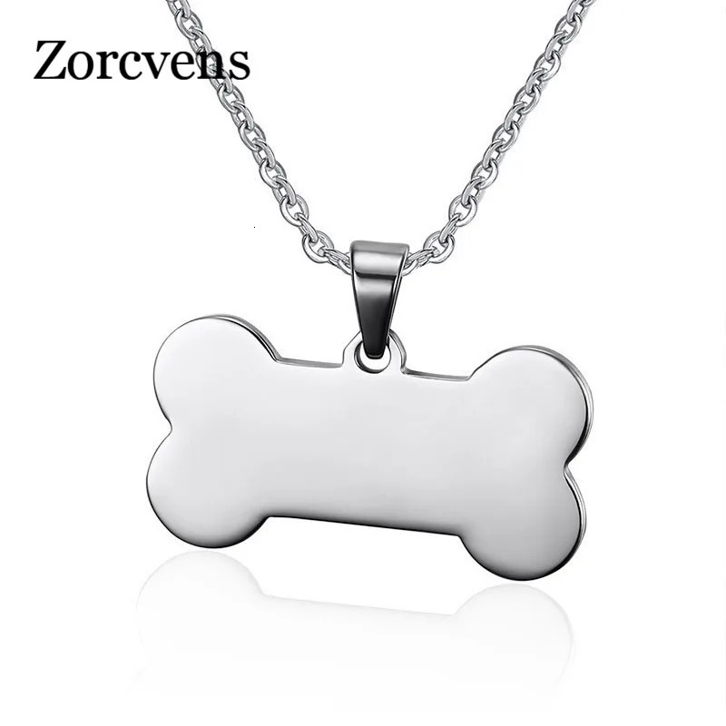 ZORCVENS Bone Shaped Pendant Necklace Stainless Steel Dog Tag Necklace Dotes On Pet Love Jewelry 250729