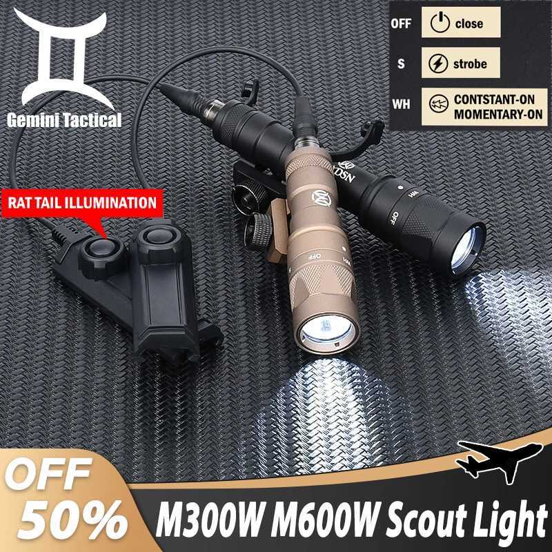 Vadsn M300W Scout Light M600W Tactical Strobe Flashlight M300 Hunting Spotlight With Dual Function Pressure Switch Fits 20mm Rail R250728