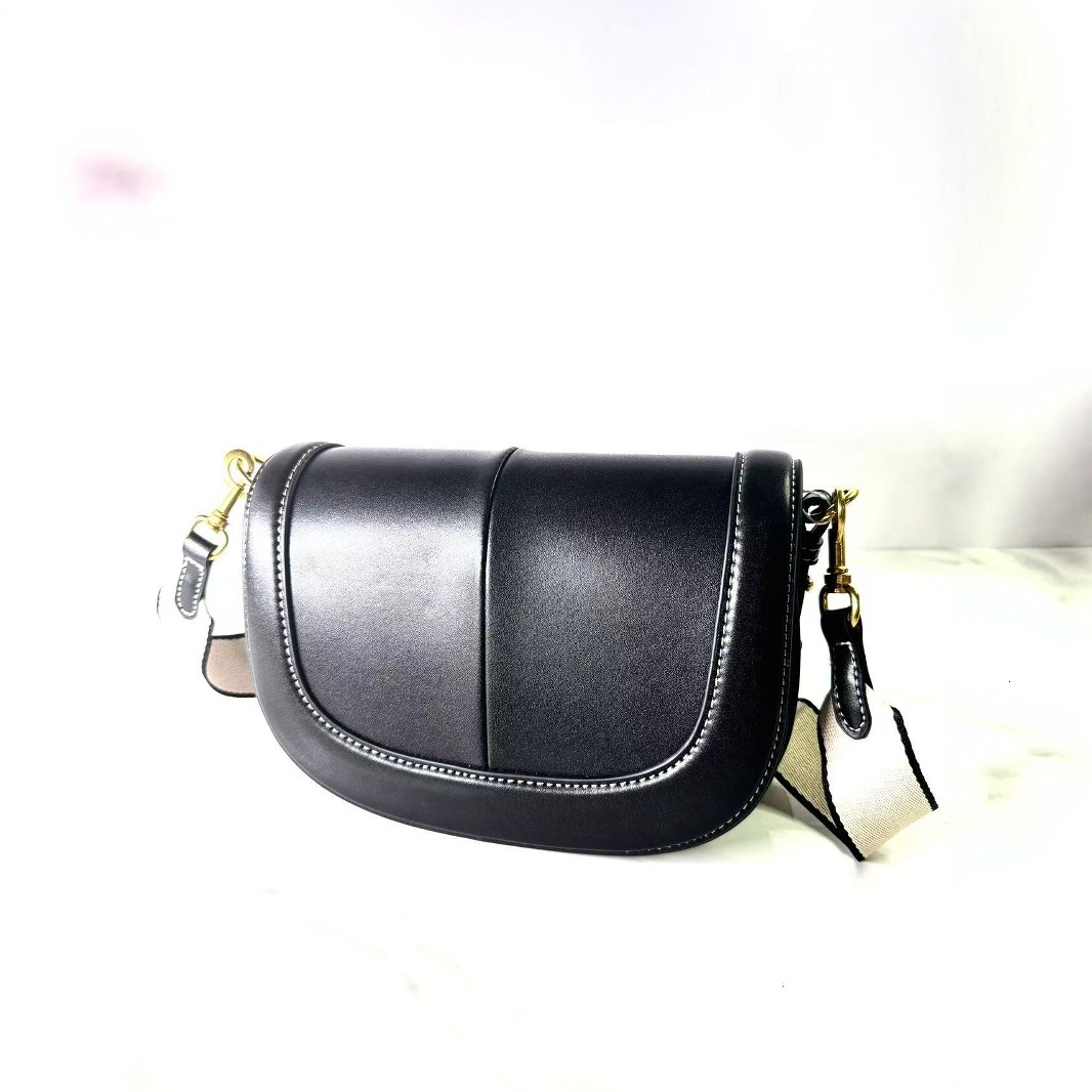 DHAL Spanish Women's 2025 New Saddle Magnetic Clasp Flap Stitching Decor Crossbody Bag Ba'g's Leather