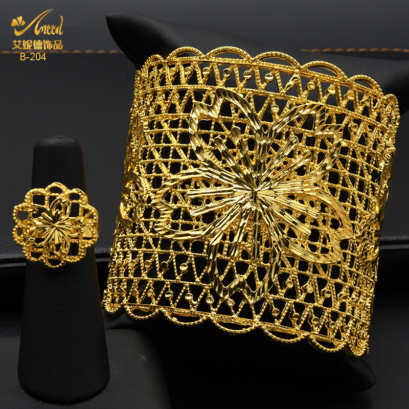 Bride Gold Color Dubai Bangles For Women African Ethiopian Bracelets Wedding Jewelry Party Gifts 241125