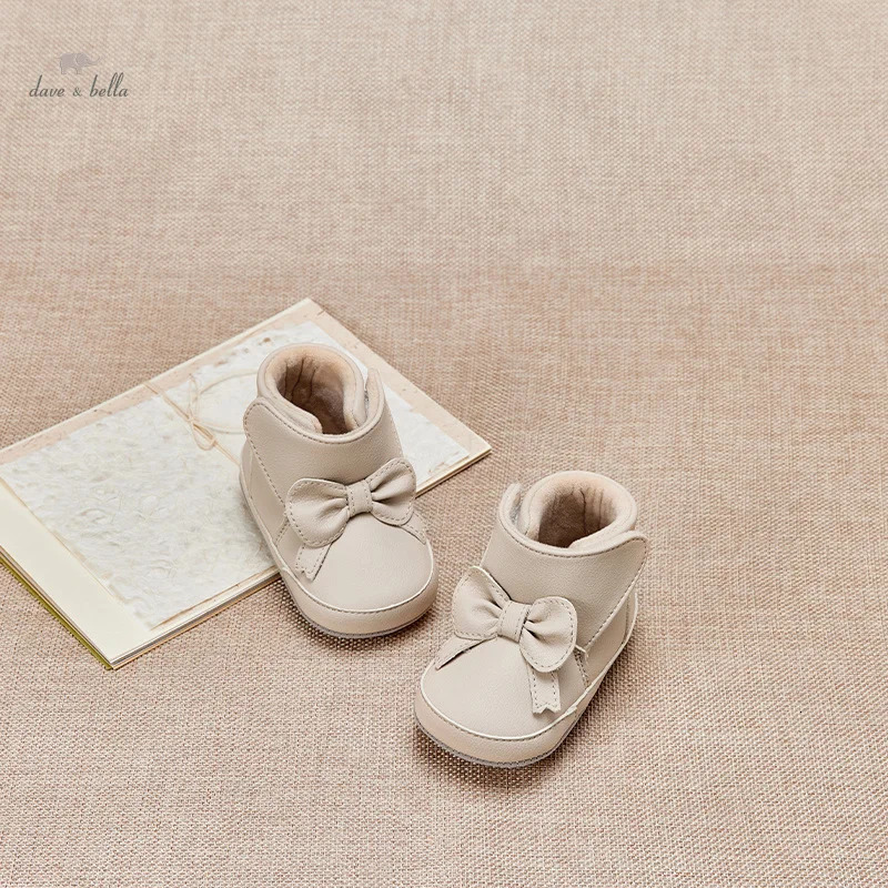 Dave Bella Winter Children Snow Boots Girls Bow-tie Princess Boots Kids Warm Thicken Toddler Shoes DB4236670 250728