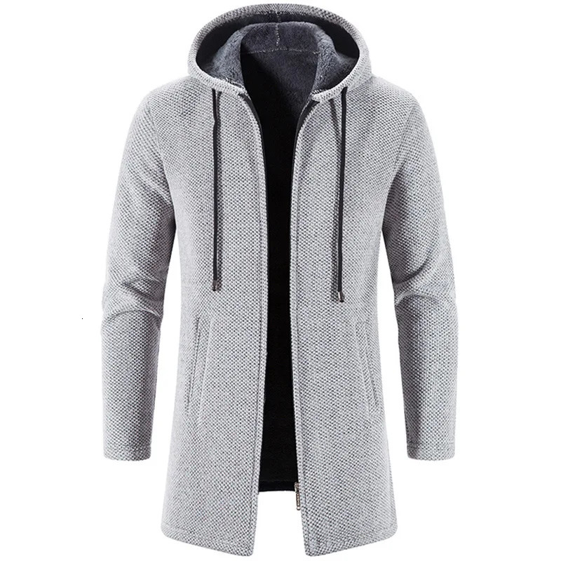 Mens Sweaters Coat Autumn Winter Warm Zipper Medium Long Cardigan Casual Knitwear Sweater Clothing 250729