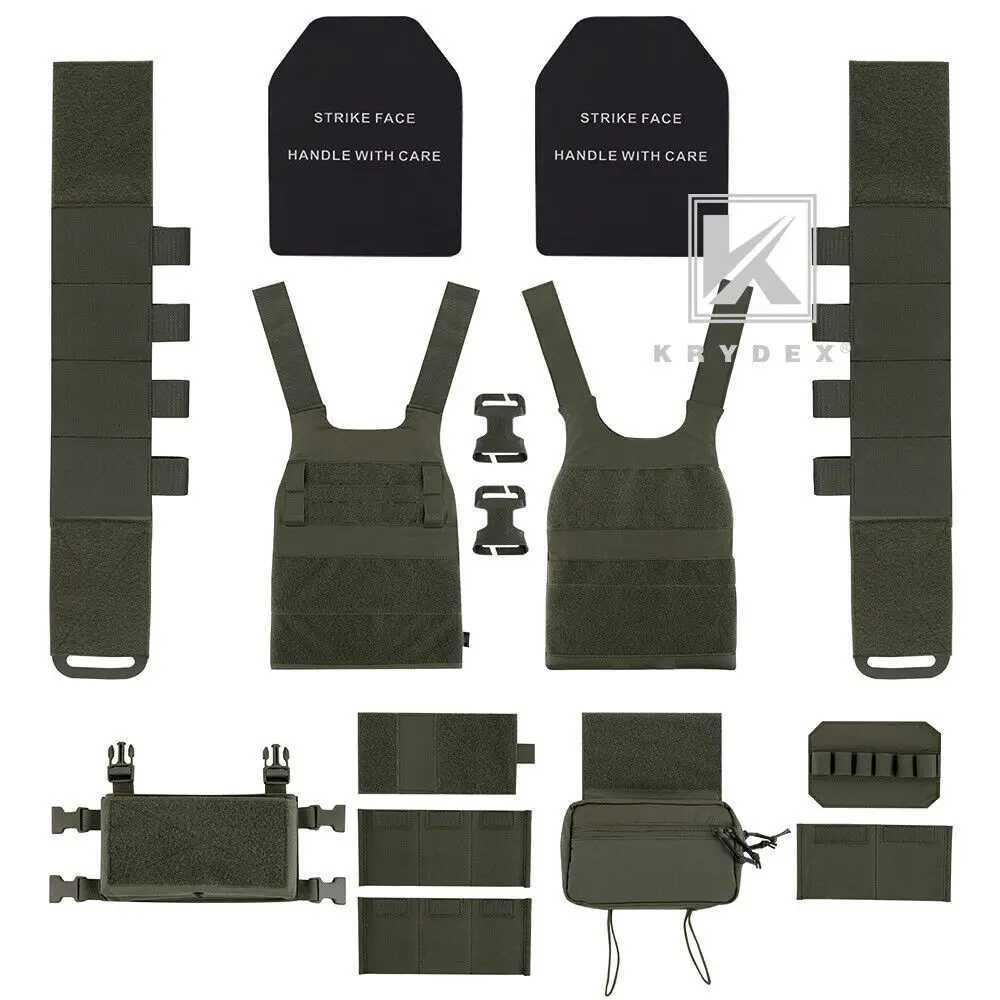 KRYDEX FCS Slickster Tactical Vest Plate Carrier Elastic Cummerbund Micro Fight MK3 MK4 Front Panel SACK Drop Pouch Ranger Green Z250728