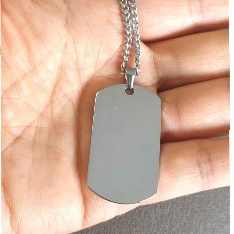 10pcs Black Dog Tag Necklaces for Men Women Stainless Steel Square Pendant Collar Gift 250729