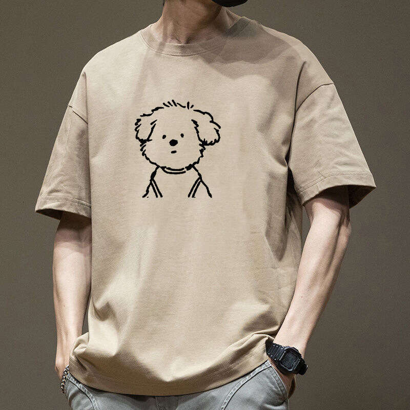 Designer T Shirt Pure Cotton Short Sleeve T-Shirt For Men American Retro 2025 Student Top Men's Round Neck Pattern Print Japanese Style Graphic T