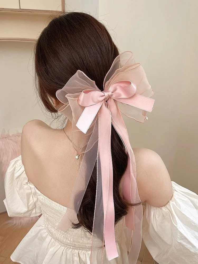 Women Bow Hair Clip Pearl Black Hairpin Girls Korean Temperament Ponytail Hair Clips Barrettes Fashion Hair Accessories Headwear Z250729