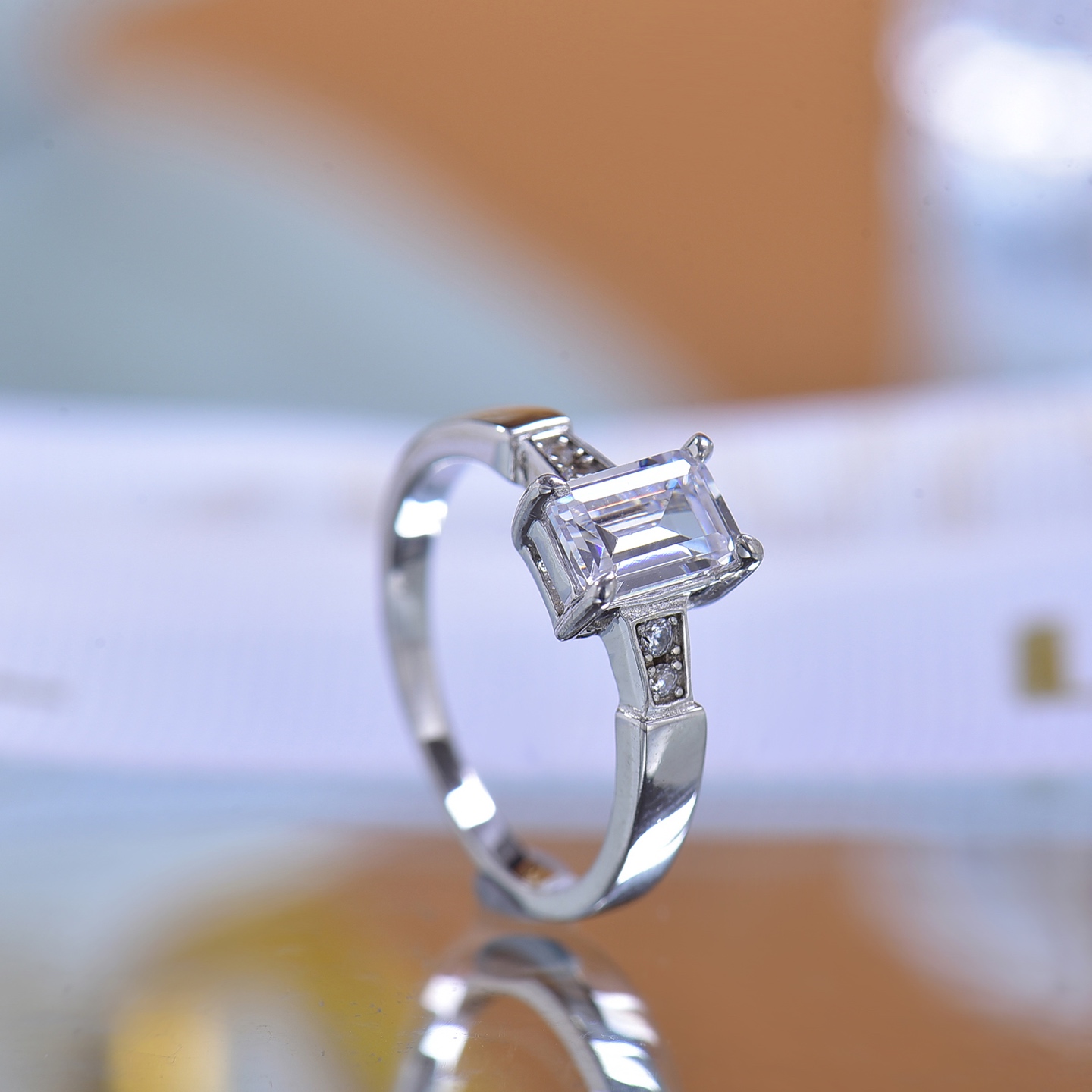 Slim-band Emerald-cut Moissanite Ring - Shiny Charming Gem, Perfect Gift for Her - Timeless Elegance Luxury Jewelry Women Engagement Band Ring Gift