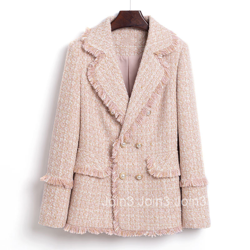 French small fragrance suit coat womens woolen fabric autumn and winter fashion temperament Korean chic design sense