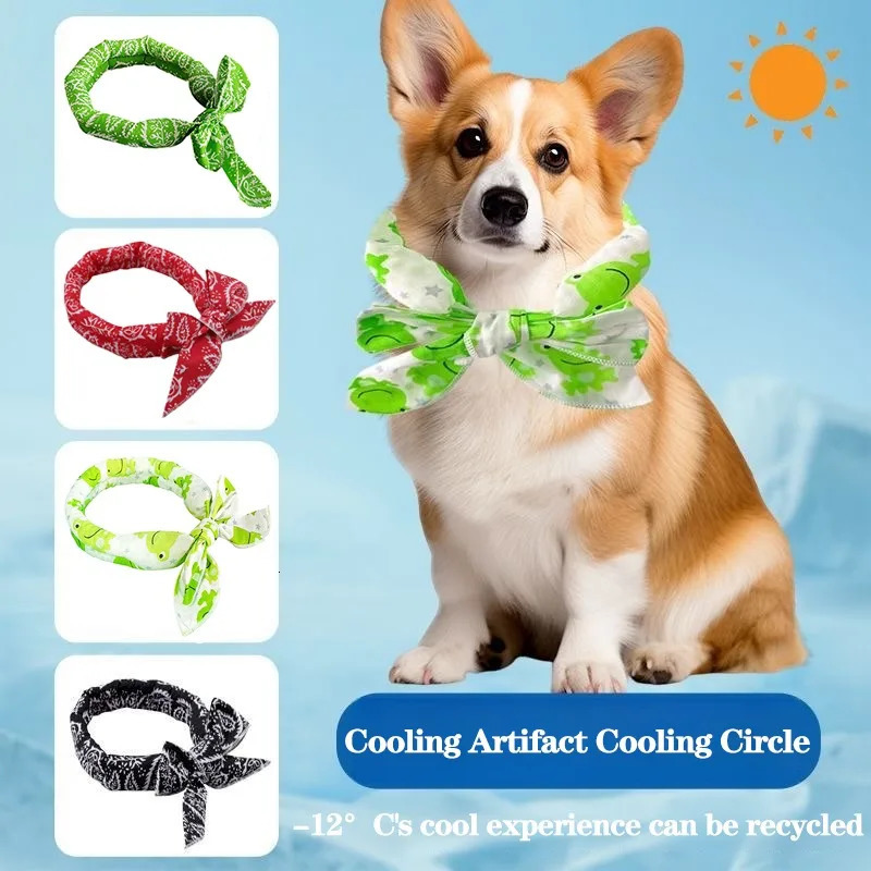 Pet Cooling Scarf Ice Collar for Cats and Dogs Summer Heat Relief Outdoor Travel Accessory with Breathable Cartoon n 250729
