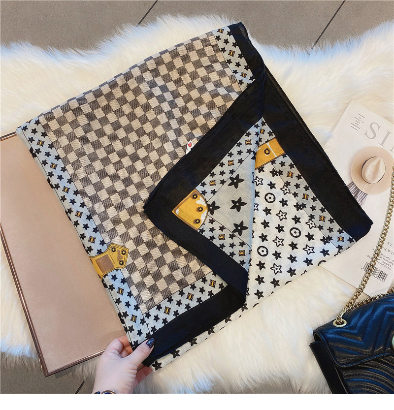 Star plaid scarf female winter high sense scarf temperament all match checkerboard plaid scarf autumn and winter shawl