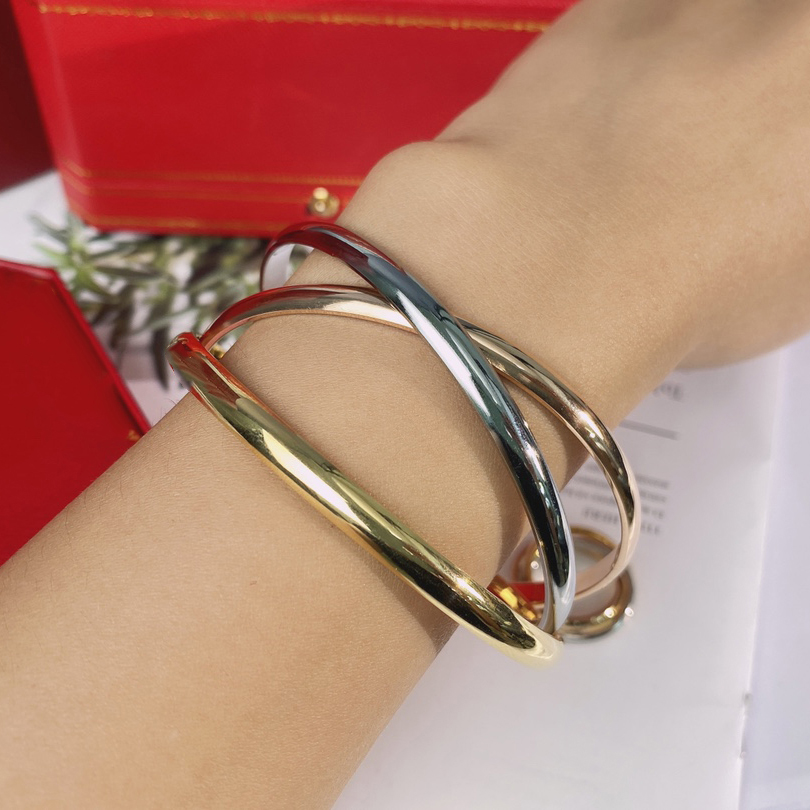 Fashion bangle bracelet designer jewelry For Women 18K Gold Plated 3 rings Valentine wedding Party wholesale men luxury bracelets