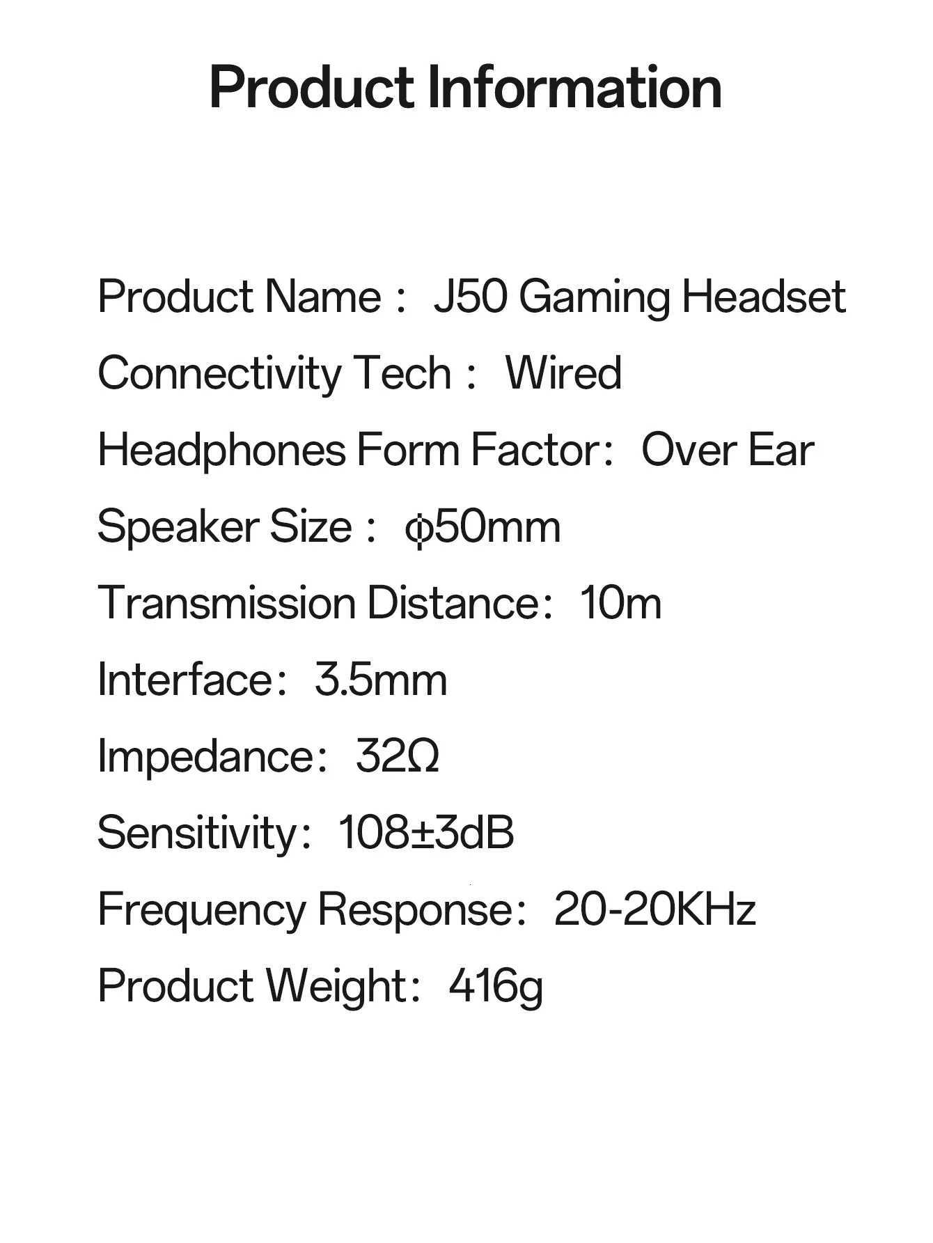 100% Authentic Product JEECOO J50 Wired Headset with Noise-Canceling Mic Suitable for PC Mobile - Over-Ear Gaming Headphones R250728