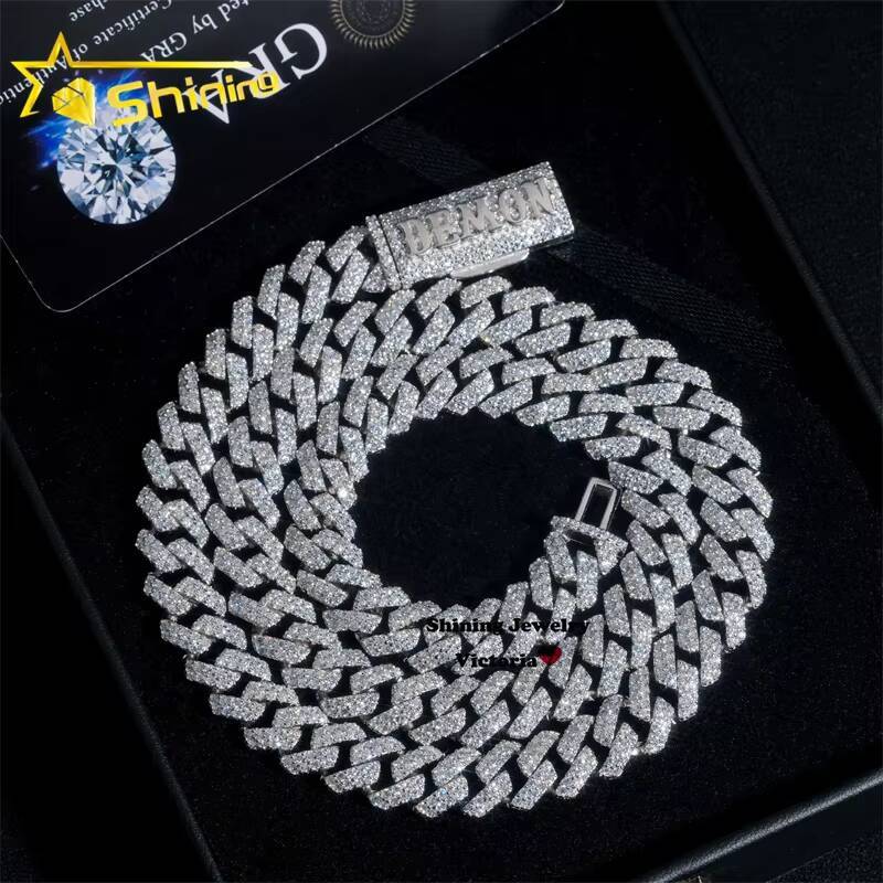 Classic Design Iced Out Men Hip Hop Necklace 10MM Moissanite Cuban Link Chain With Name Clasp