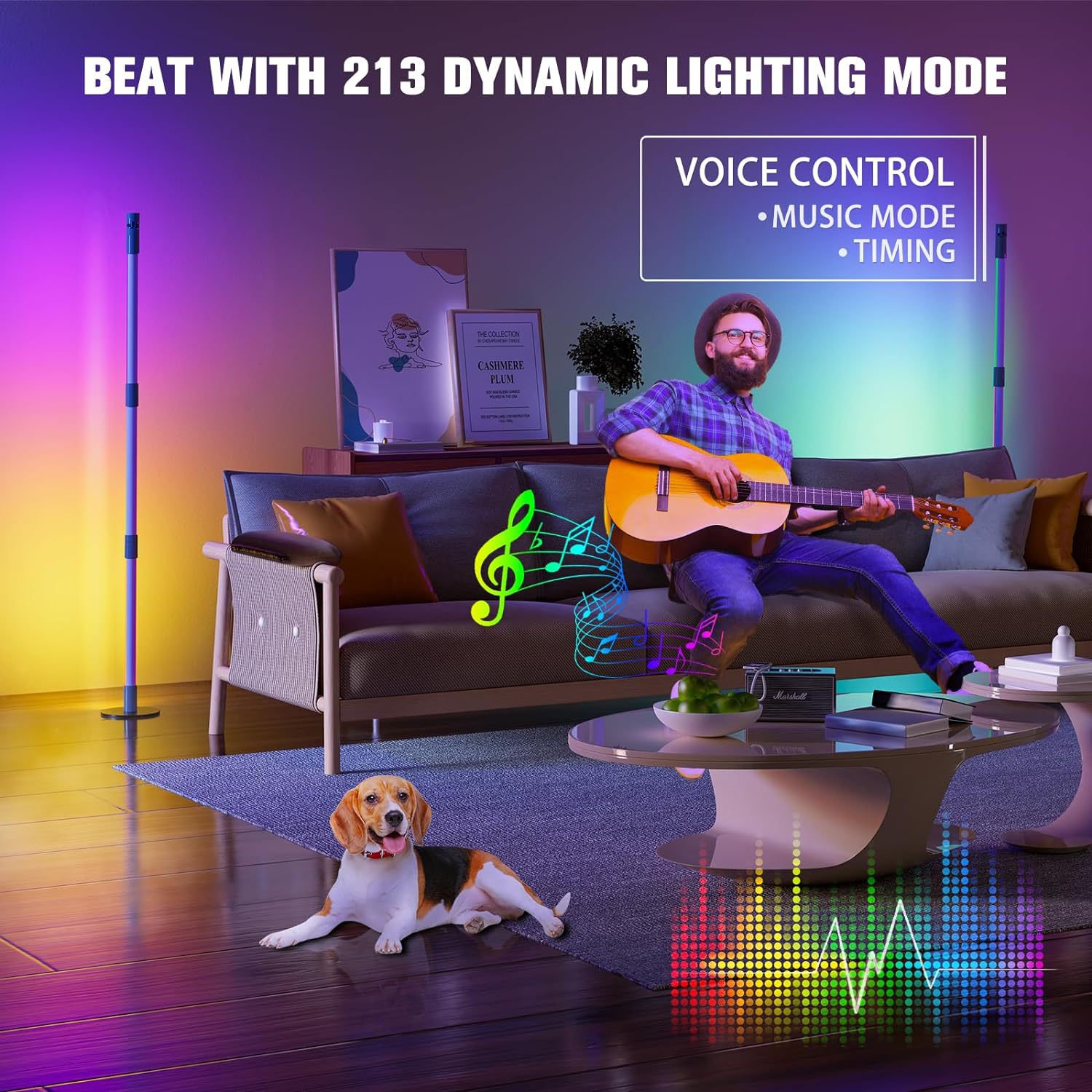 Top - Notch Bluetooth - Enabled 360° Rotating Smart Floor Lamp - RGB - Infused Ambient Lighting with Effortless Smart Control--HCP202