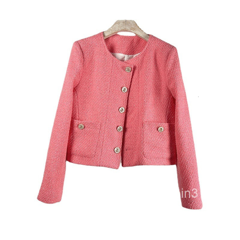 Age-Reducing Brightening Little Fragrance Coat for Women Tweed Spring and Autumn New Knitted Short Style