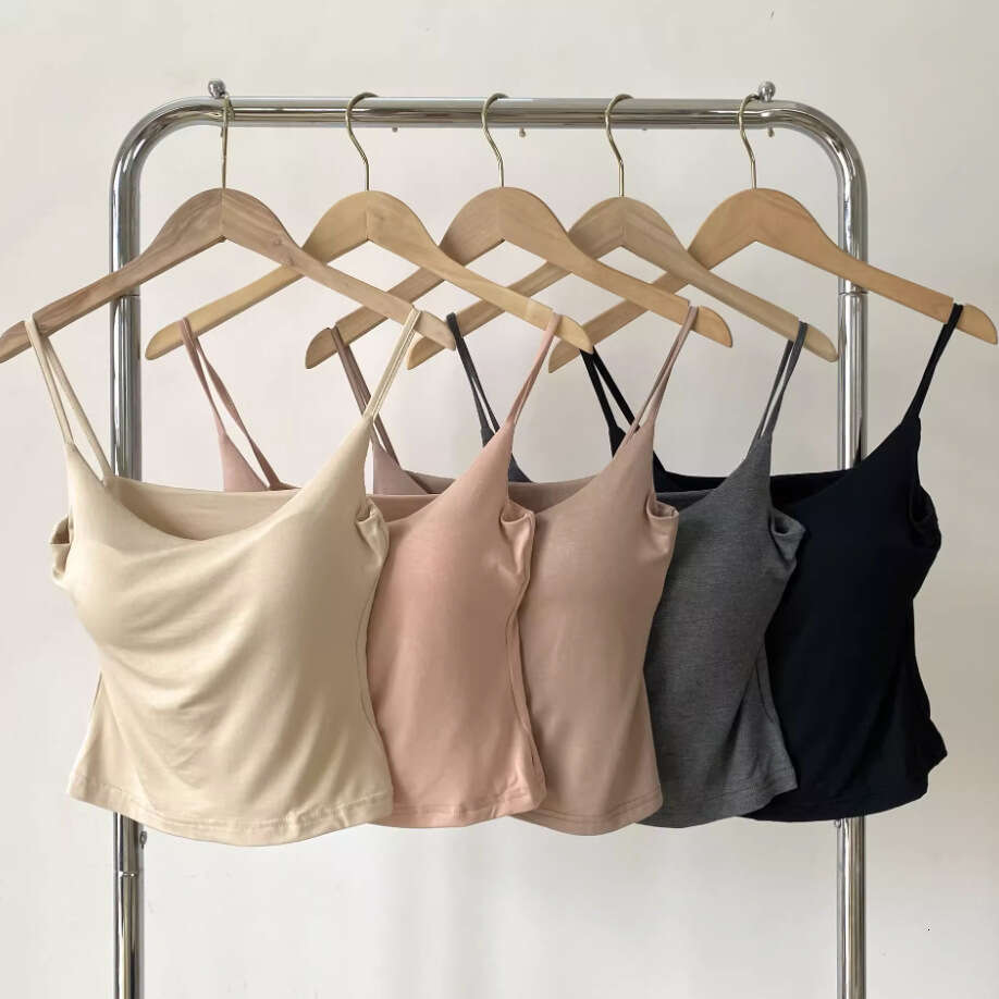 Designer T Shirt Summer Solid Color Camisole Vest For Women With Built-In Chest Pad, Expanding Chest, Suitable For Outerwear And Innerwear, Slim Fit B