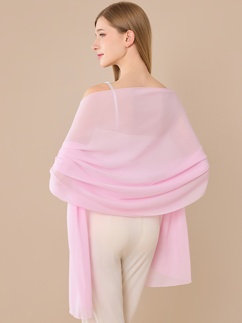 K1517 European and American cross-border pure color chiffon long shawl bride bridesmaid wedding dress prom party dinner shawl female