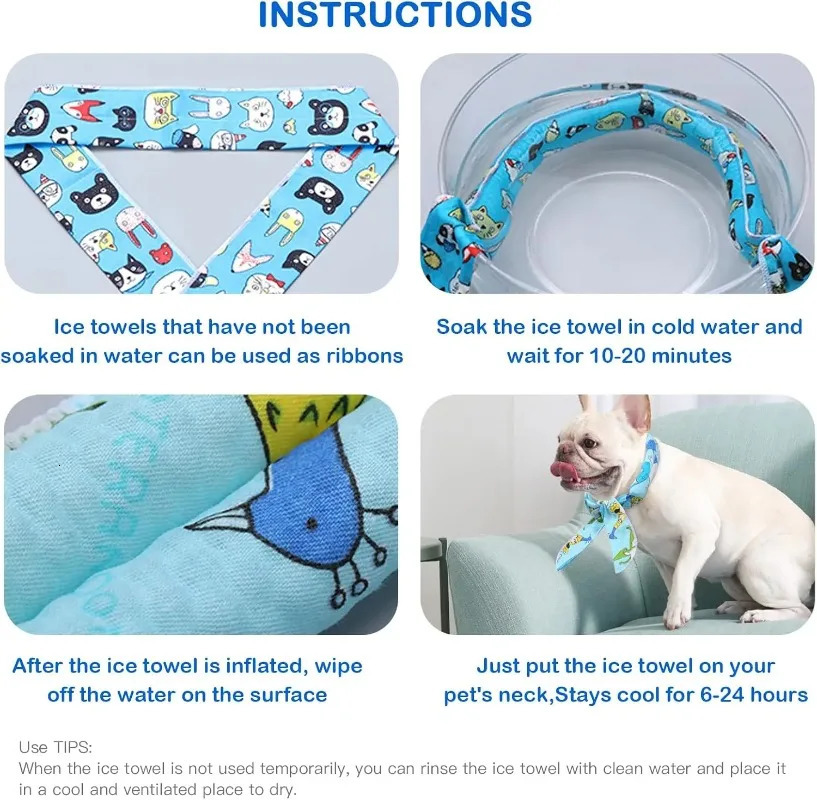Pet Cooling Scarf Ice Collar for Cats and Dogs Summer Heat Relief Outdoor Travel Accessory with Breathable Cartoon n 250729