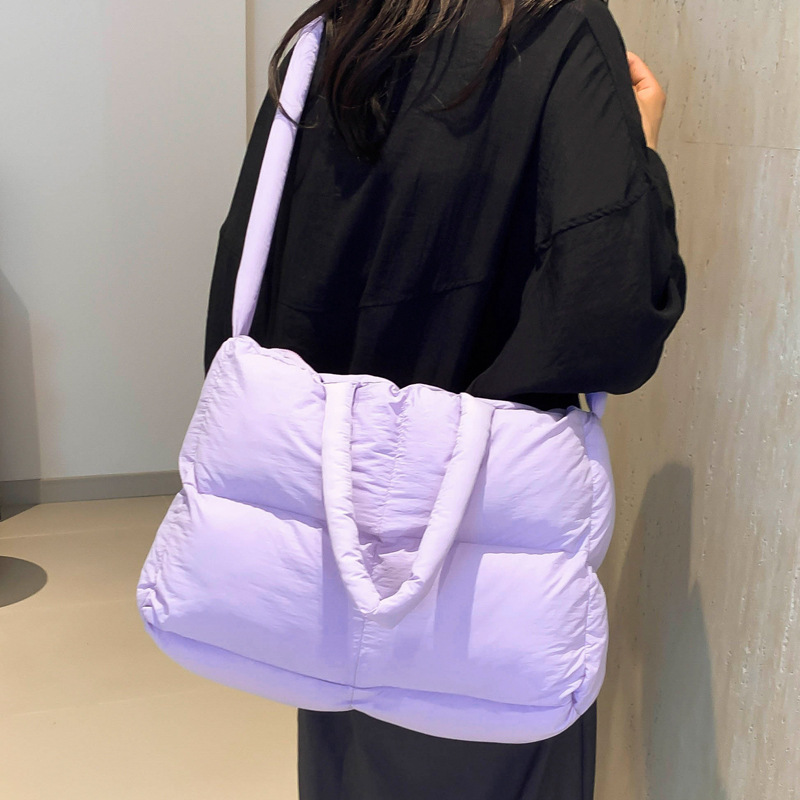 Solid Color Elegant Womans High-Capacity Shoulder Tote Bag