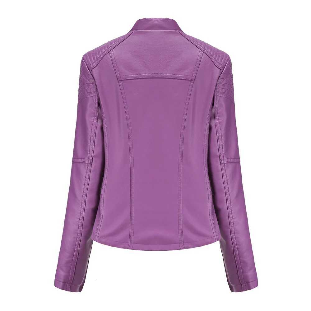 Spring Autumn Ladies Motorcycle Leather Jackets Women Turn-down Collar Zipper Slim Black Moto Biker Jacket Female Leather M250729