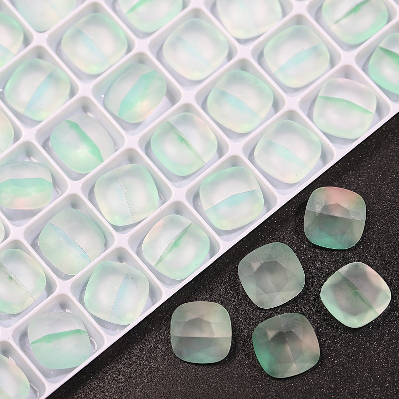 10MM frosted laser fat square drill with pointed bottom, colored glass translucent nail drill