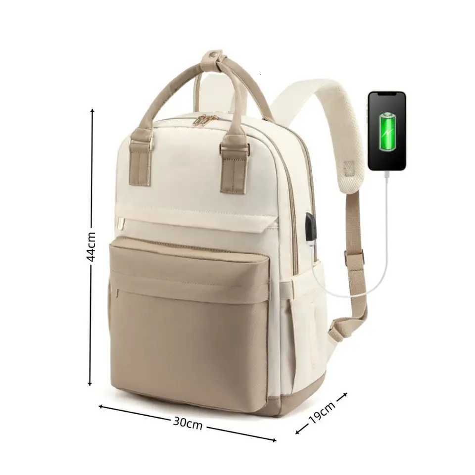 New Simple Style Travel Backpack Nylon Large Capacity Laptop Bag with USB Port Multi-pockets Outdoor Shoulder Bag for Men Women S250728