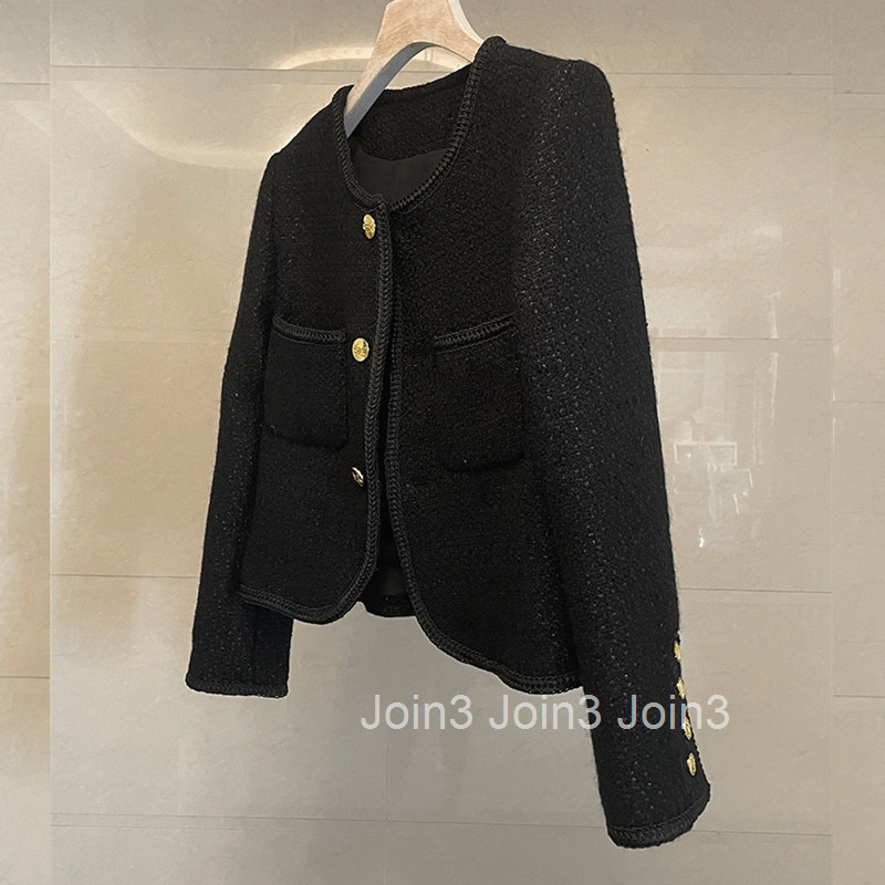 Fashion French Style Short Tweed Coat for Women Autumn New Slim Fit