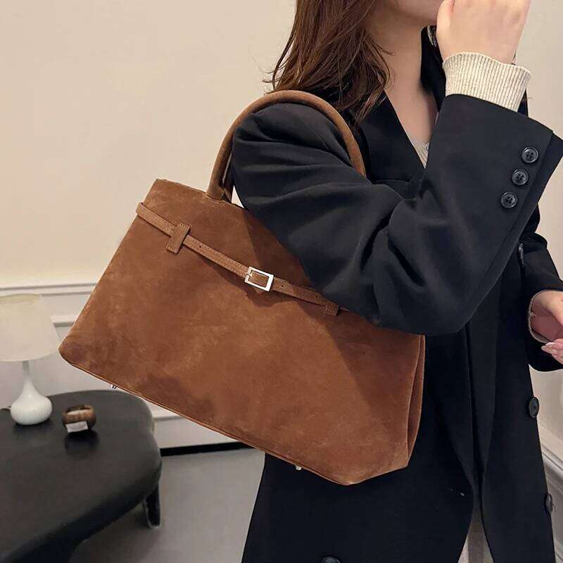 MOODS Big Size Top-handle Bags For Women Suede Large Capacity Shoulder Shopper Totes 2025 Spring Latest Designer Handbags
