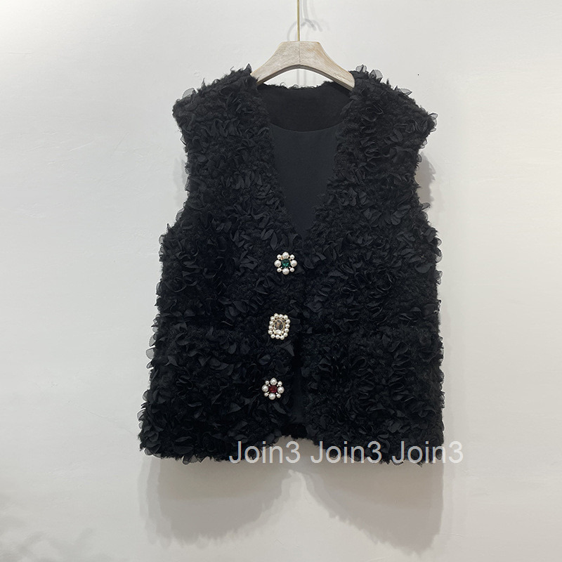 French Style Vest Autumn Winter New Fashionable Chic Age-Reducing Diamond Buckle Lamb Wool Vest Jacket for Women