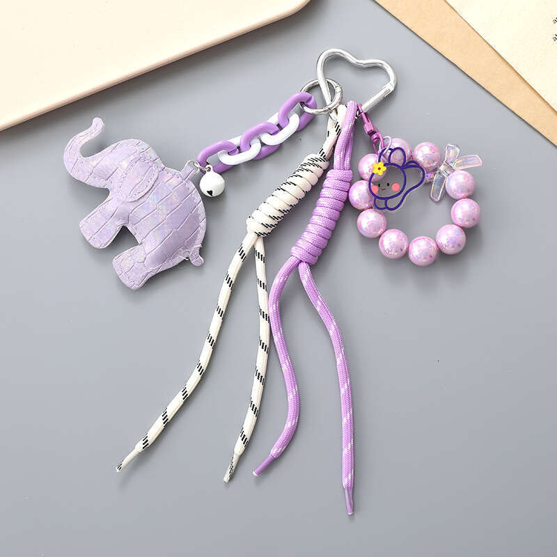 INS New Braided Rope Fashion Versatile Miu Style Bag Charm Cartoon Elephant Keychain Pendant