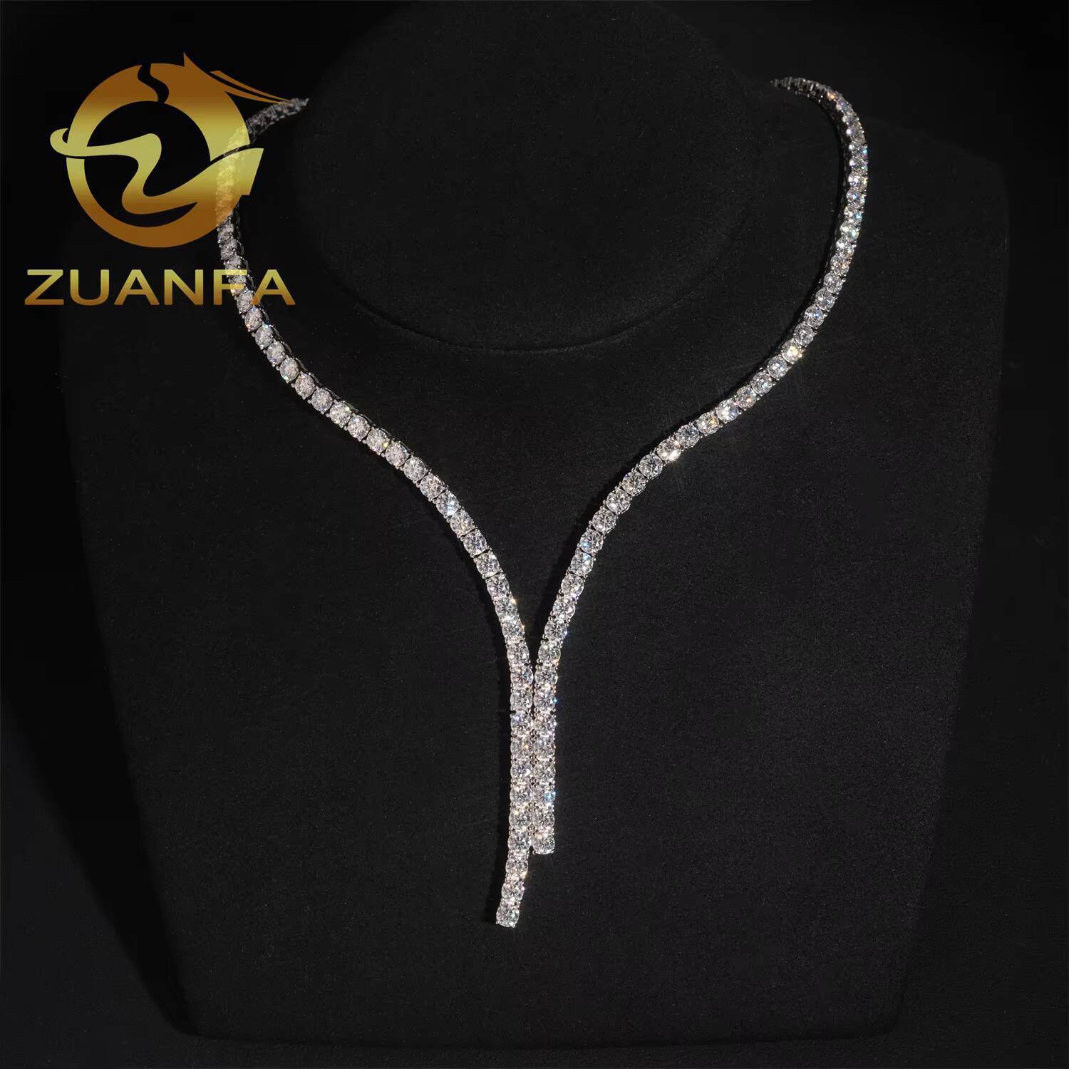 Fashion Women Necklace 4mm 925 Silver Moissanite Diamond Tennis Necklace Pass Diamond Tester Iced Out Tennis Chain