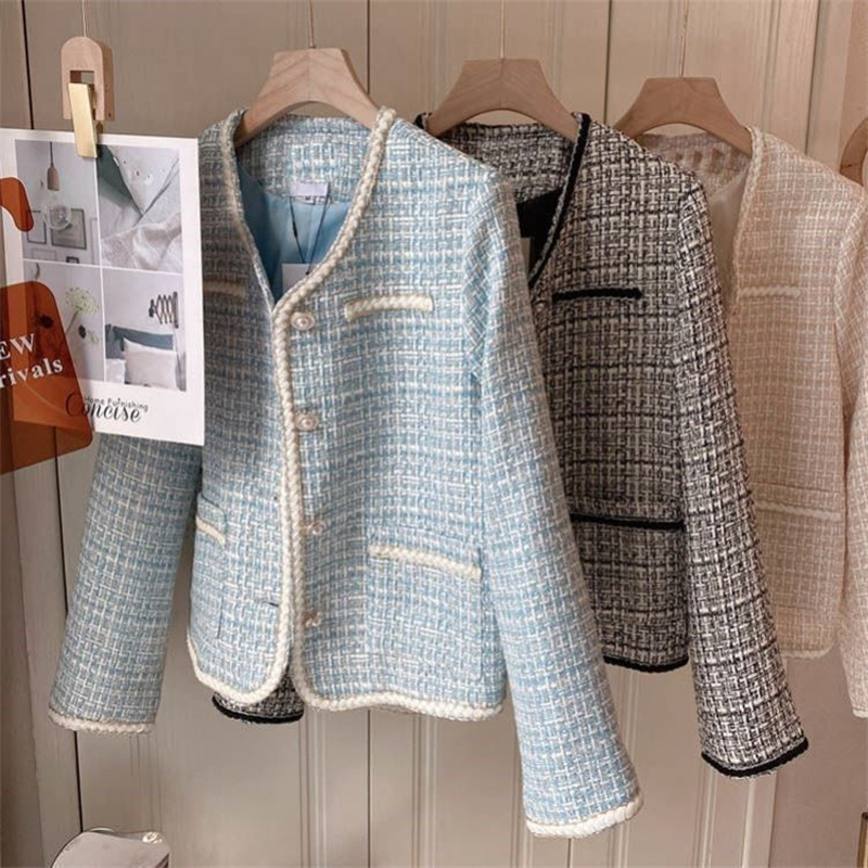 Free shipping designer autumn classic fashion simple short jacket light luxury casual with cotton or regular