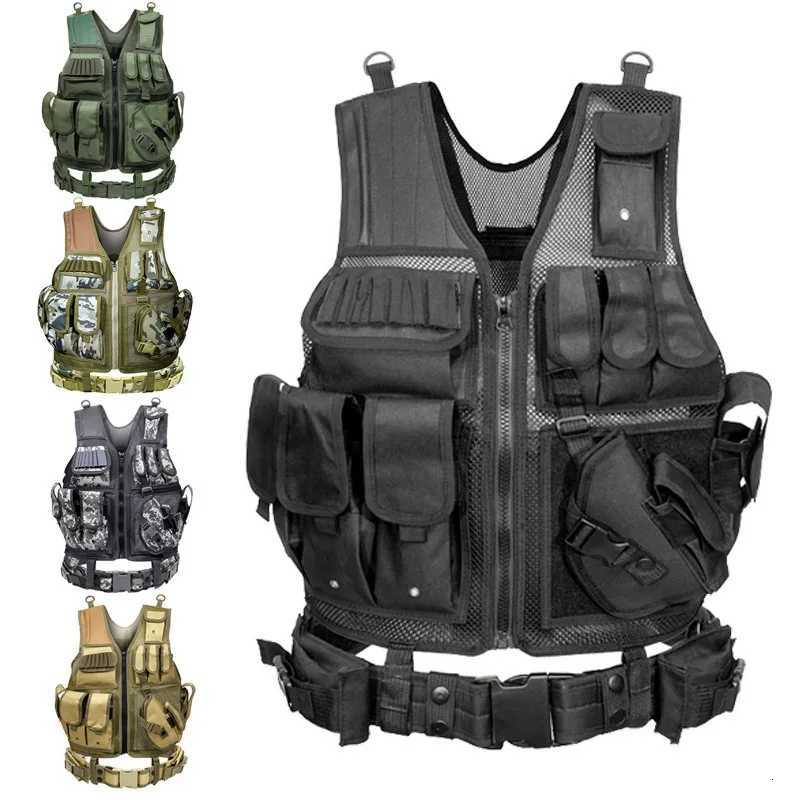 Multi-Functional Wear-resistant Tactical Vest Adjustable Outdoor Training Clothes Multi Pockets Equipment Protective Waistcoat Z250728