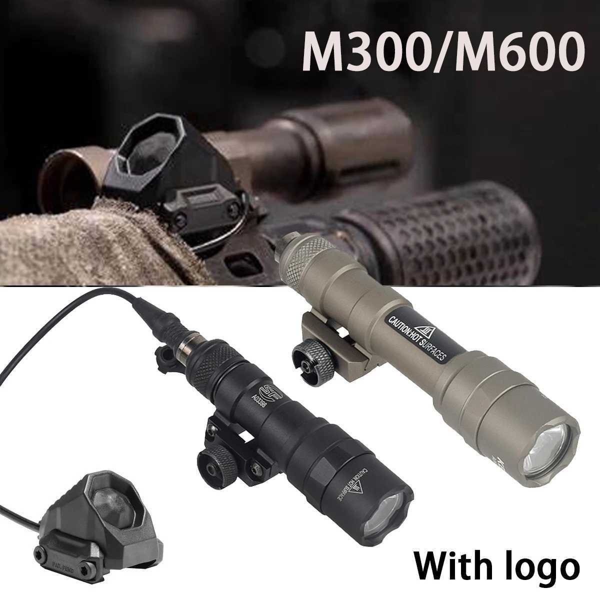 M600 M300 Tactical Weapon Scout Light With UN Remote Pressure Switch Fits 20mm Rail Hunting Airsoft Flashlight Torch R250728