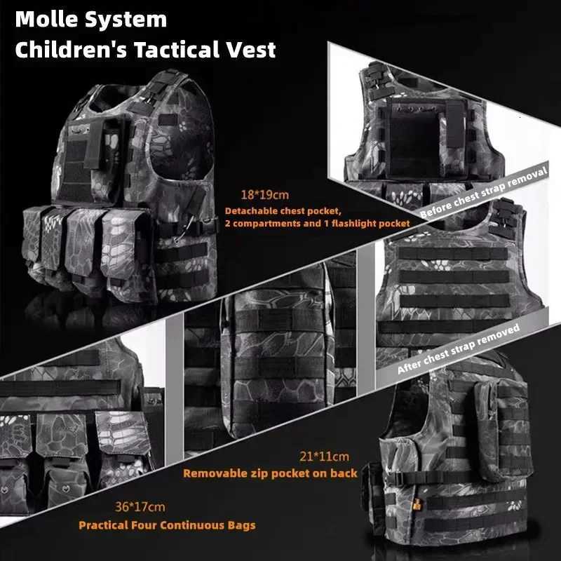 Kids Tactical Vest Combat Training Assault Plate Carrier Outdoor Hunting Airsoft CS Hunting Sport Protection Vests Z250728
