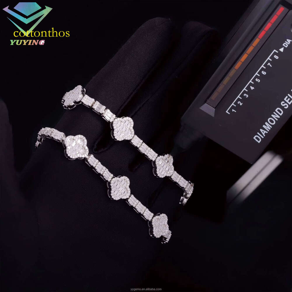 Yy Hot Sale Men's and Women's Flower Designed Hip Hop Tennis Chain Bracelet Sier VVS Moissanite Dia Jewelry