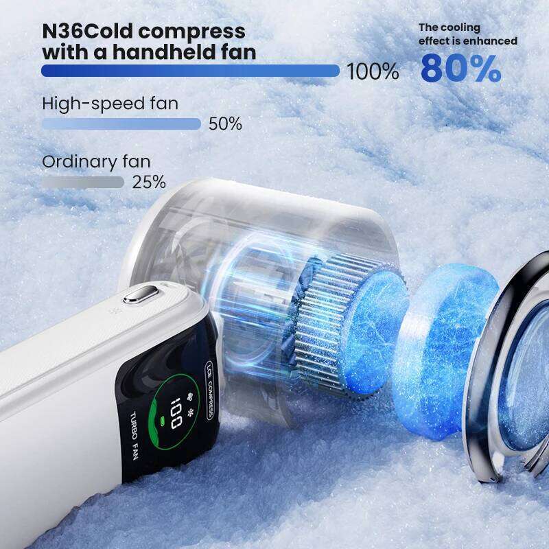 2025 New Ice Pack Handheld High-Speed Folding 100 Speed Infinitely Adjustable Portable Outdoor Hanging Neck Small Fan