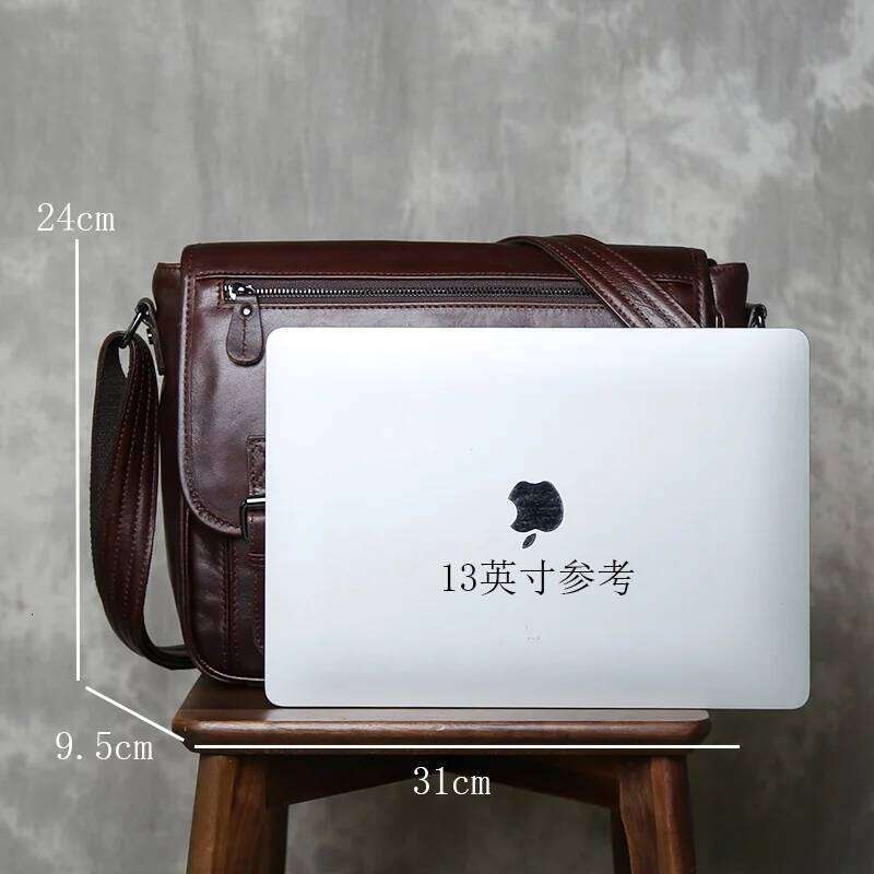 OLOEY Crossbody Men's Horizontal Cowhide Business Casual Trendy Backpack Soft Leather Shoulder Bag Men