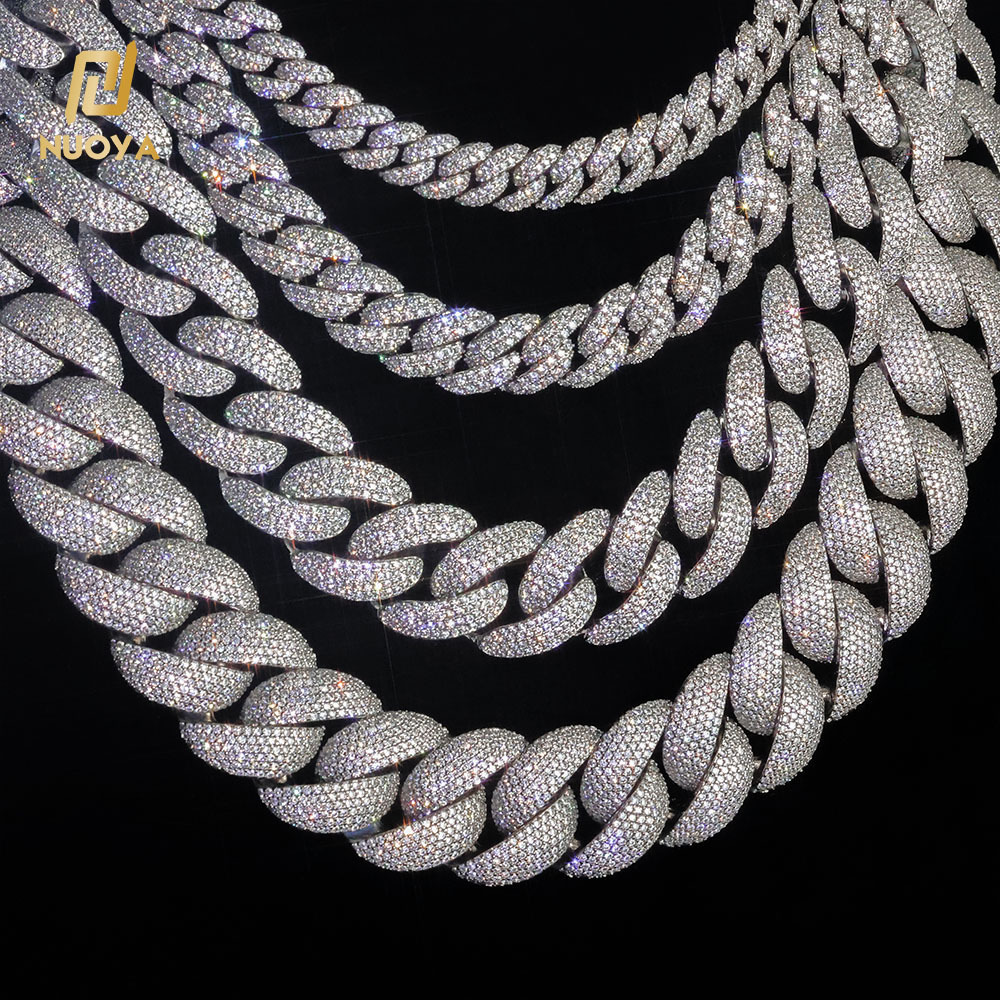 NUOYA Mens Chunky Cuban Link Chain 10mm-15mm Width Gold Plated Bling CZ Stone Iced Out Diamond Necklace Hip Hop Jewelry