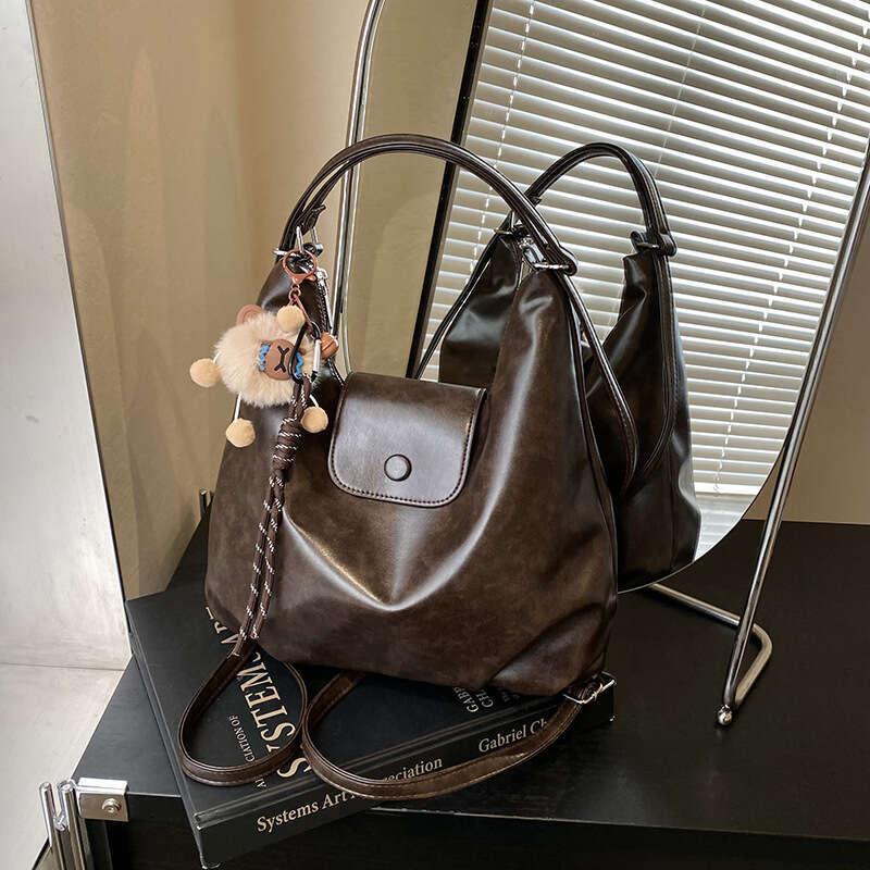 High-end Soft Leather for Women Large Capacity Commuter Single Shoulder Crossbody Multifunctional Backpack