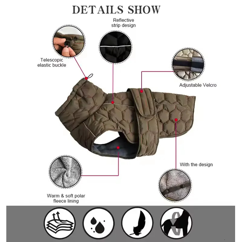 Autumn Winter Warm Thick CottonPadded Dog Clothes Reflective Waterproof Down Jacket for Large Breed Dogs Parkas Clothing 250729