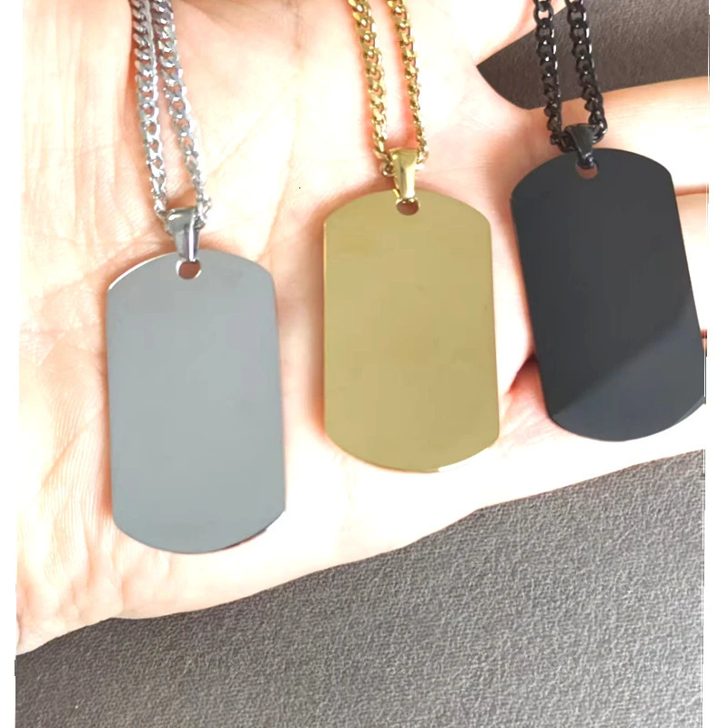 10pcs Dog Tag Necklaces for Men Boys Military Dogtags PendantBlack Silver Color Stainless Steel Collar Gift for Him 250729