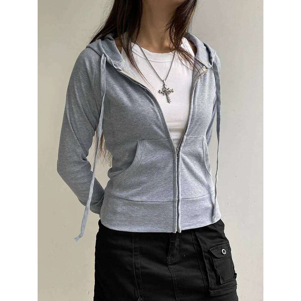 hoodie Casual Streetwear Basic Hooded Pockets Sweatshirt Tracksuit Solid Long Sleeve Hoodies Women Autumn Spring Fashion jacket