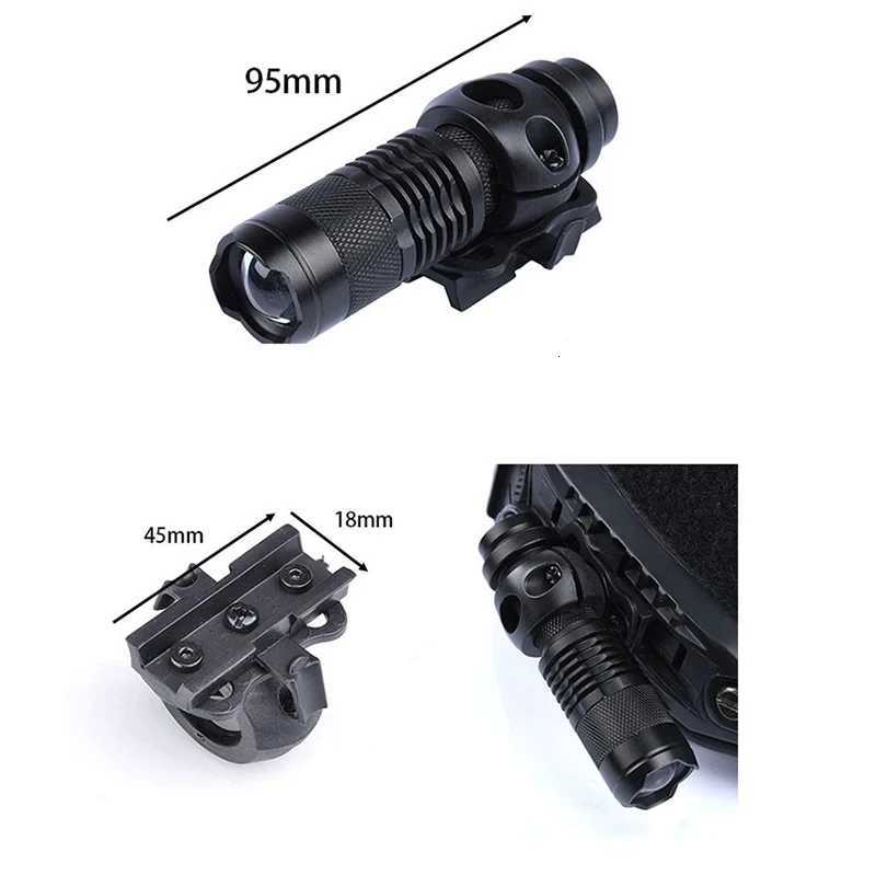Tactical Helmet Light FAST Helmet Flashlight Strobe Telescopic Zoom Survival Safety Lamp With Hat Clamp Holder Camping Hunting R250728