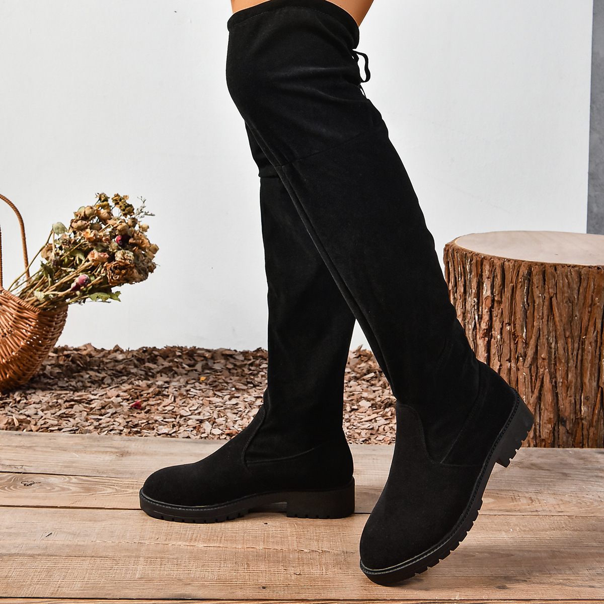 Plus Size Over-the-Knee Stretch Boots 2025 Autumn Winter New Thick-Soled Solid Color Fashion Womens Boots Over-the-Knee Long Boots