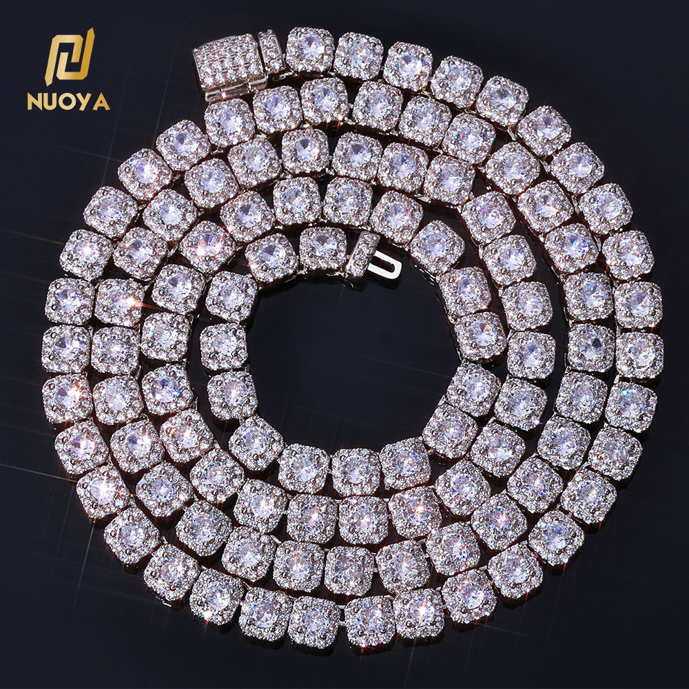 NUOYA 5mm High Quality Clustered Tennis Chain Hip Hop Jewelry Iced Diamond Clustered Tennis Chain Necklace