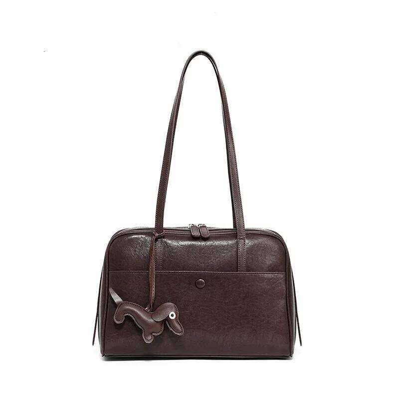 Luxury designer high-end niche pillowcase retro vegetable tanned cowhide large capacity shoulder handbag